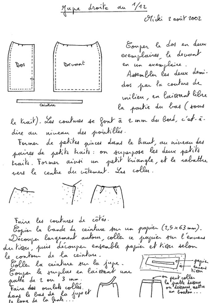 jupe droite au 1/12eme